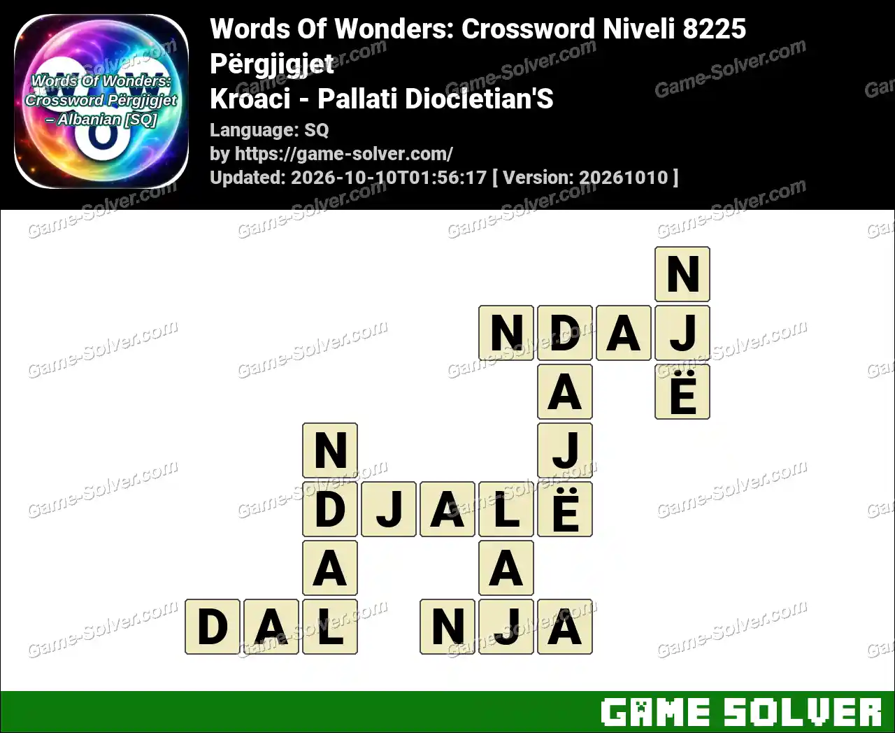 Words Of Wonders: Crossword Niveli 8225 Përgjigjet – Kroaci – Pallati Diocletian’S